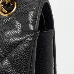 Pre Owned Chanel Black Quilted Caviar Leather Maxi Classic Double Flap Bag
