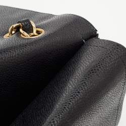 Pre Owned Chanel Black Quilted Caviar Leather Maxi Classic Double Flap Bag