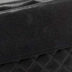 Pre Owned Chanel Black Quilted Caviar Leather Maxi Classic Double Flap Bag