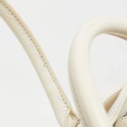 Pre Owned Chanel White Leather Cerf Shopper Tote