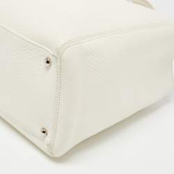 Pre Owned Chanel White Leather Cerf Shopper Tote