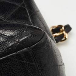 Pre Owned Chanel Black Quilted Caviar Leather Maxi Classic Double Flap Bag