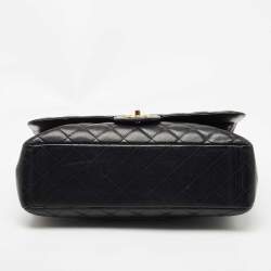 Pre Owned Chanel Black Quilted Caviar Leather Maxi Classic Double Flap Bag