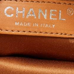 Pre Owned Chanel Blue/Tan Quilted Denim and Leather CC Flap Clutch