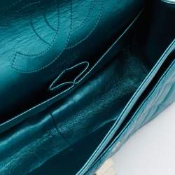 Pre Owned Chanel Metallic Teal Blue Quilted Leather Reissue 2.55 Classic 226 Flap Bag