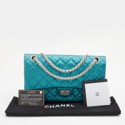 Pre Owned Chanel Metallic Teal Blue Quilted Leather Reissue 2.55 Classic 226 Flap Bag