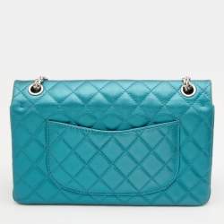 Pre Owned Chanel Metallic Teal Blue Quilted Leather Reissue 2.55 Classic 226 Flap Bag
