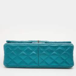 Pre Owned Chanel Metallic Teal Blue Quilted Leather Reissue 2.55 Classic 226 Flap Bag