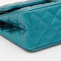 Pre Owned Chanel Metallic Teal Blue Quilted Leather Reissue 2.55 Classic 226 Flap Bag