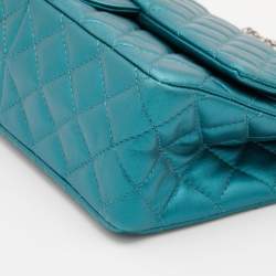 Pre Owned Chanel Metallic Teal Blue Quilted Leather Reissue 2.55 Classic 226 Flap Bag