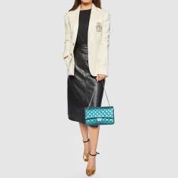 Pre Owned Chanel Metallic Teal Blue Quilted Leather Reissue 2.55 Classic 226 Flap Bag