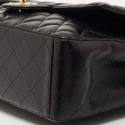Pre Owned Chanel Black Leather Maxi Classic Double Flap Shoulder Bag