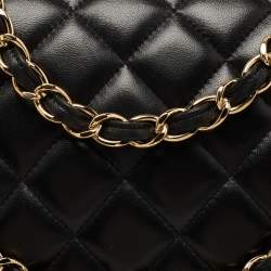Pre Owned Chanel Black Leather Maxi Classic Double Flap Shoulder Bag