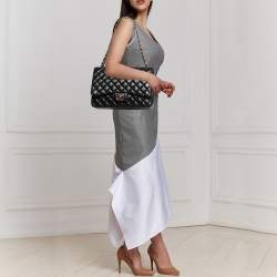 Pre Owned Chanel Black Leather Maxi Classic Double Flap Shoulder Bag