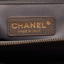Pre Owned Chanel Grey Quilted Stitch Leather Triptych Tote