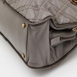 Pre Owned Chanel Grey Quilted Stitch Leather Triptych Tote