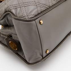 Pre Owned Chanel Grey Quilted Stitch Leather Triptych Tote