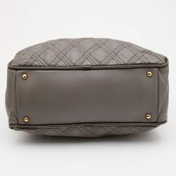 Pre Owned Chanel Grey Quilted Stitch Leather Triptych Tote