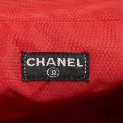 Pre Owned Chanel Black Quilted Print Nylon Travel Ligne Cosmetic Pouch