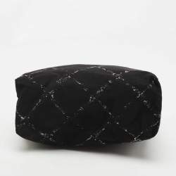Pre Owned Chanel Black Quilted Print Nylon Travel Ligne Cosmetic Pouch