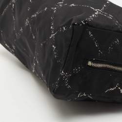Pre Owned Chanel Black Quilted Print Nylon Travel Ligne Cosmetic Pouch