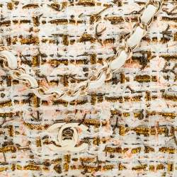 Pre Owned Chanel White/Multiicolor Quilted Tweed New Mini Classic Flap Bag
