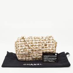 Pre Owned Chanel White/Multiicolor Quilted Tweed New Mini Classic Flap Bag