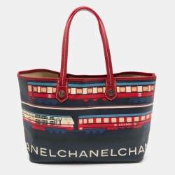 Pre Owned Chanel Multicolor Printed Coated Canvas and Leather Le Train Tote