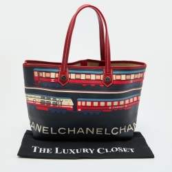 Pre Owned Chanel Multicolor Printed Coated Canvas and Leather Le Train Tote