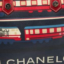 Pre Owned Chanel Multicolor Printed Coated Canvas and Leather Le Train Tote
