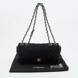 Pre Owned Chanel Black Quilted Mesh Medium Classic Single Flap Bag