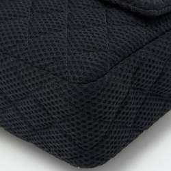 Pre Owned Chanel Black Quilted Mesh Medium Classic Single Flap Bag