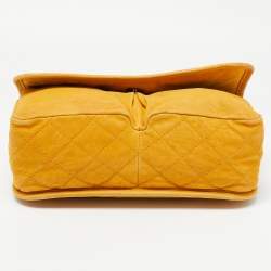 Pre Owned Chanel Mustard Quilted Nubuck Leather Natural Beauty Flap Bag
