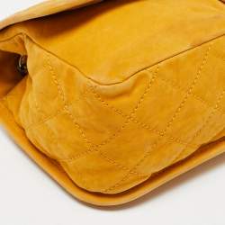 Pre Owned Chanel Mustard Quilted Nubuck Leather Natural Beauty Flap Bag