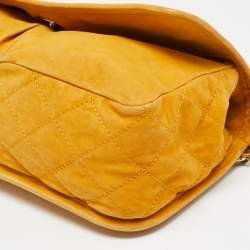 Pre Owned Chanel Mustard Quilted Nubuck Leather Natural Beauty Flap Bag