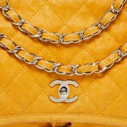 Pre Owned Chanel Mustard Quilted Nubuck Leather Natural Beauty Flap Bag