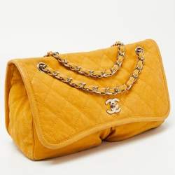Pre Owned Chanel Mustard Quilted Nubuck Leather Natural Beauty Flap Bag