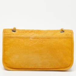 Pre Owned Chanel Mustard Quilted Nubuck Leather Natural Beauty Flap Bag