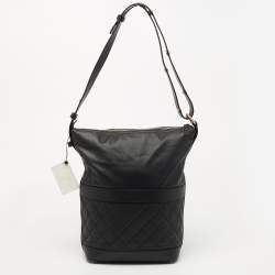 Pre Owned Chanel Black Quilted Caviar Leather Casual Style Hobo