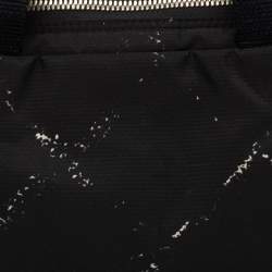 Pre Owned Chanel Black/White Quilted Nylon Travel Line Multiple Zip Bowler Bag