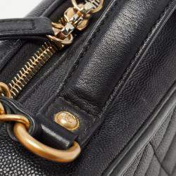 Pre Owned Chanel Black Quilted Caviar Leather Medium CC Filigree Vanity Case Bag