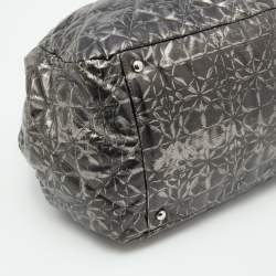 Pre Owned Chanel Metallic Grey Quilted Printed Vinyl Rock in Moscow Hobo