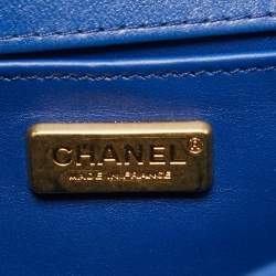 Pre Owned Chanel Blue Python Medium Boy Bag