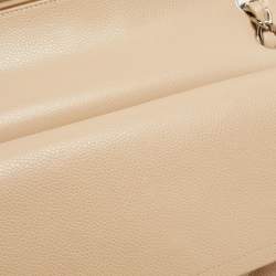 Pre Owned Chanel Beige Quilted Caviar Leather Jumbo Classic Double Flap Bag