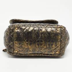 Pre Owned Chanel Black/Green Quilted Printed Coated Nylon Accordion Chain Bag