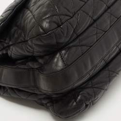 Pre Owned Chanel Black Quilted Lambskin Leather Maxi 3 Accordion Flap Bag