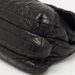 Pre Owned Chanel Black Quilted Lambskin Leather Maxi 3 Accordion Flap Bag