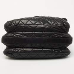 Pre Owned Chanel Black Quilted Lambskin Leather Maxi 3 Accordion Flap Bag