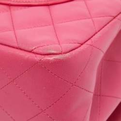Pre Owned Chanel Pink Quilted Leather Jumbo Classic Double Flap Bag