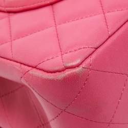 Pre Owned Chanel Pink Quilted Leather Jumbo Classic Double Flap Bag